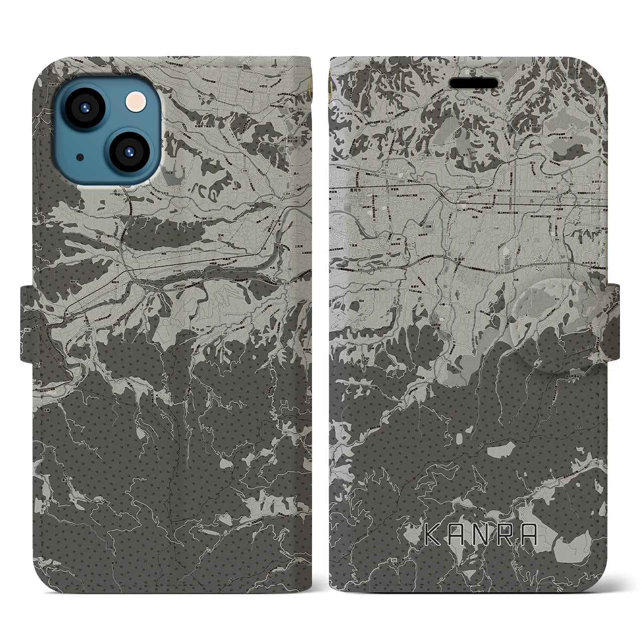 【甘楽(群馬県)】地図柄iPhoneケース(手帳タイプ)