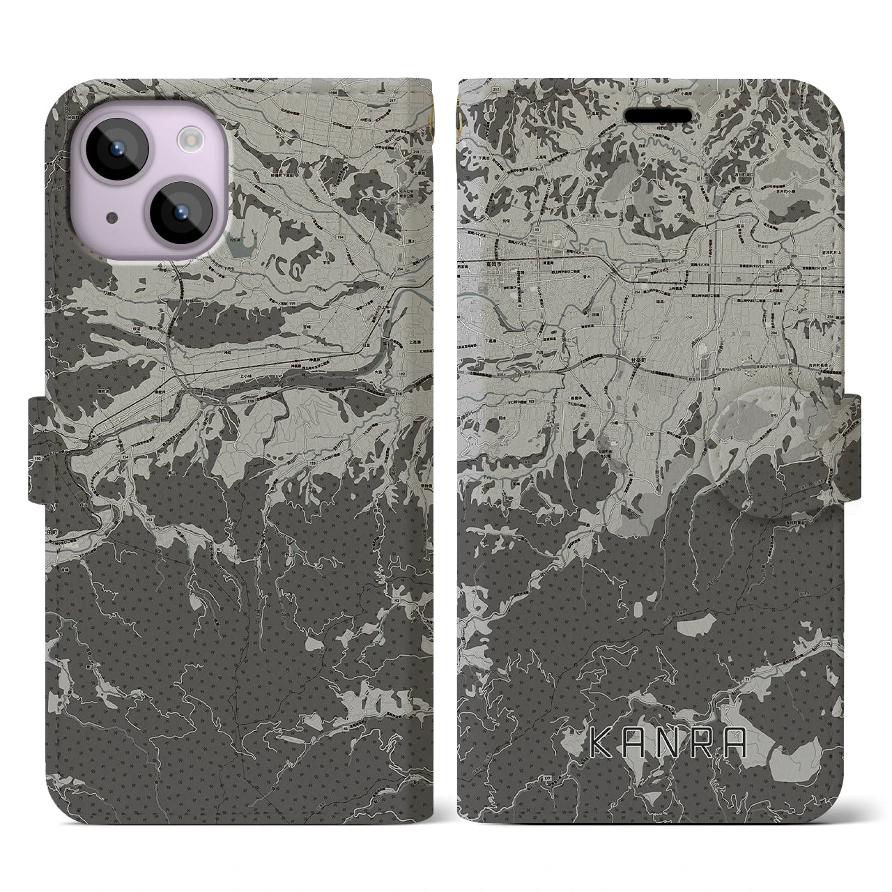 【甘楽(群馬県)】地図柄iPhoneケース(手帳タイプ)