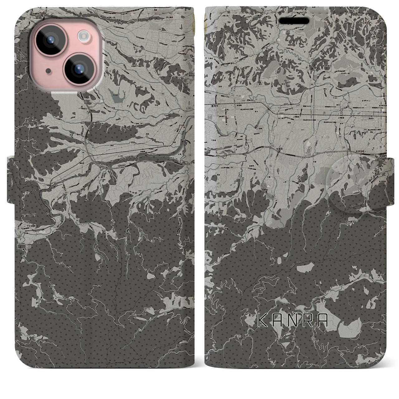 【甘楽(群馬県)】地図柄iPhoneケース(手帳タイプ)