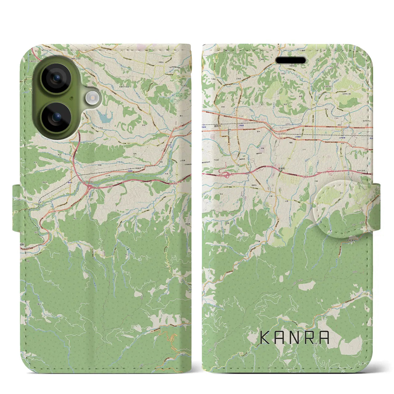 【甘楽(群馬県)】地図柄iPhoneケース(手帳タイプ)