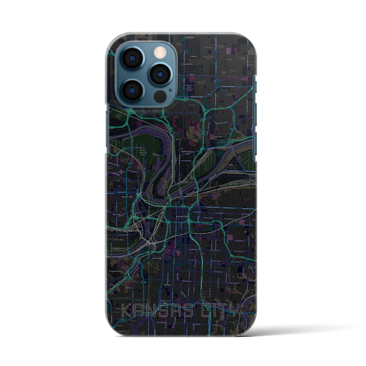 【カンザスシティ(アメリカ)】地図柄iPhoneケース(バックカバータイプ)