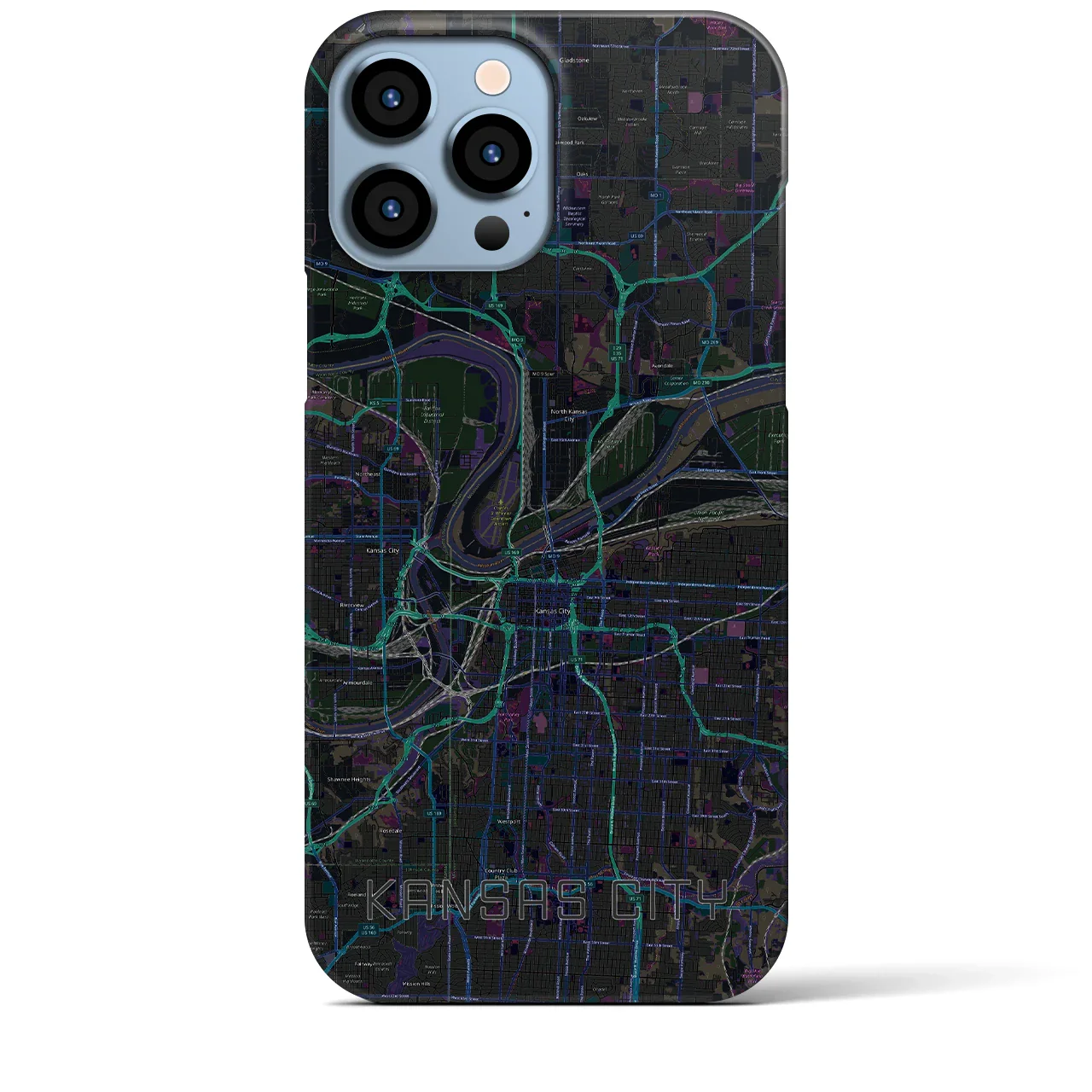 【カンザスシティ(アメリカ)】地図柄iPhoneケース(バックカバータイプ)