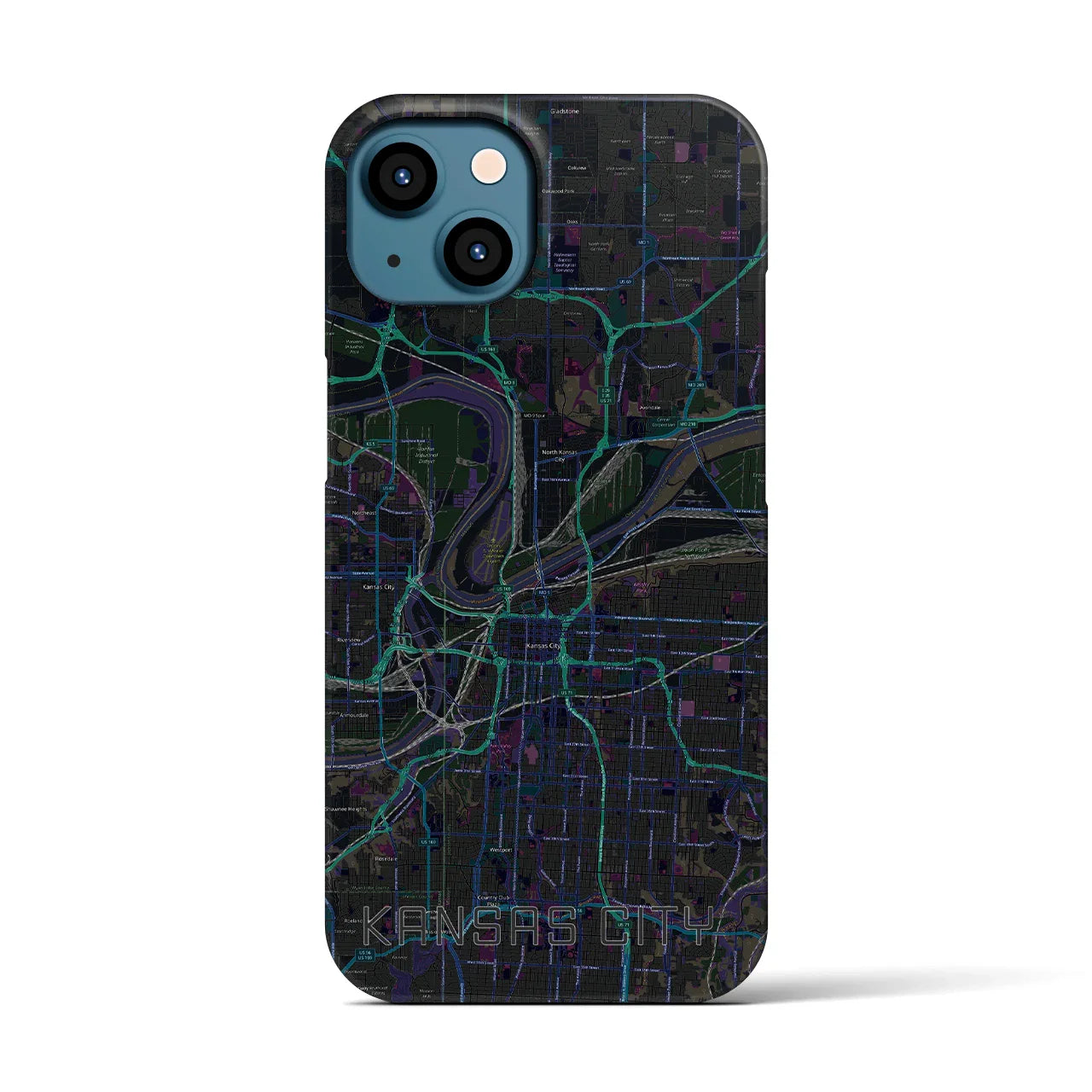 【カンザスシティ(アメリカ)】地図柄iPhoneケース(バックカバータイプ)
