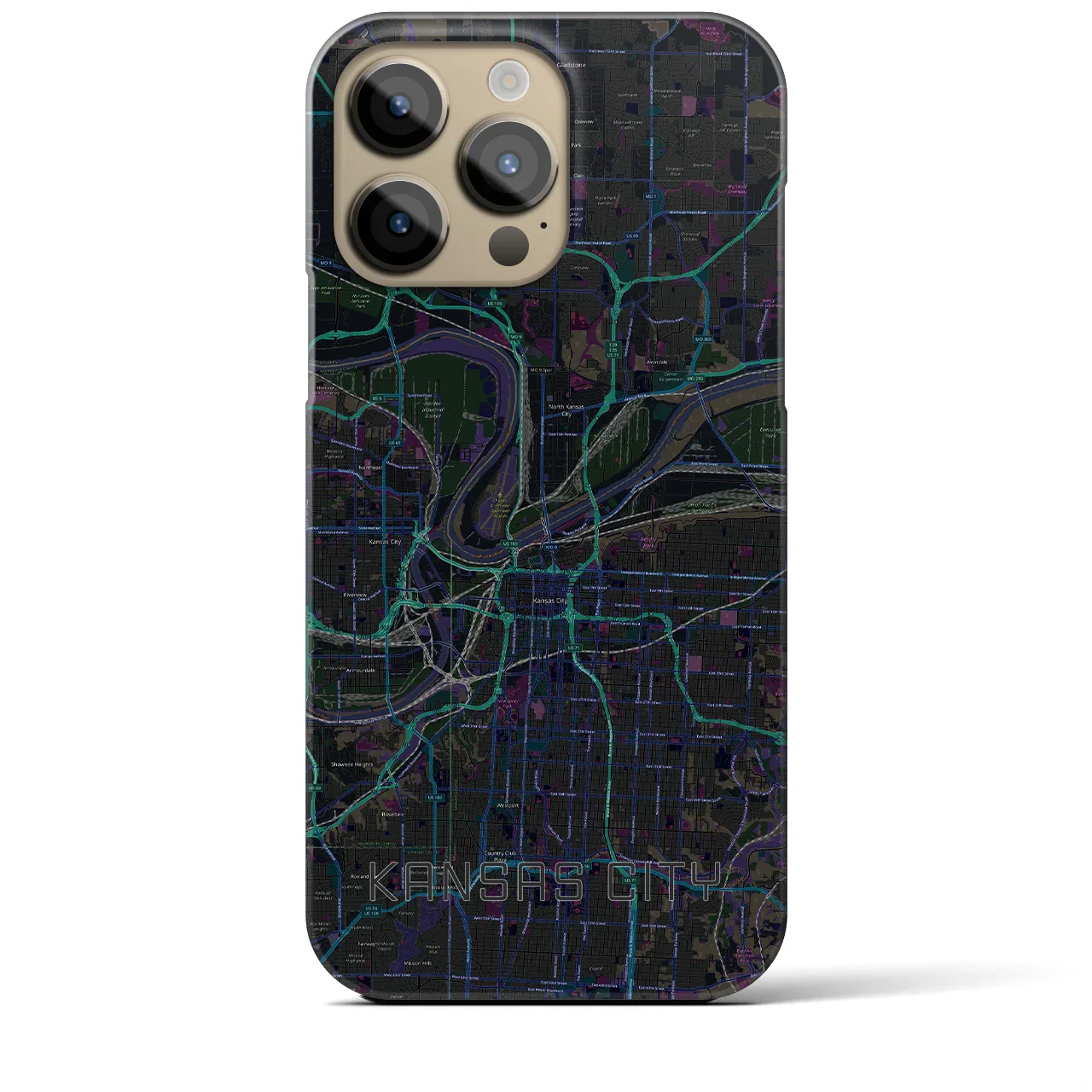 【カンザスシティ(アメリカ)】地図柄iPhoneケース(バックカバータイプ)