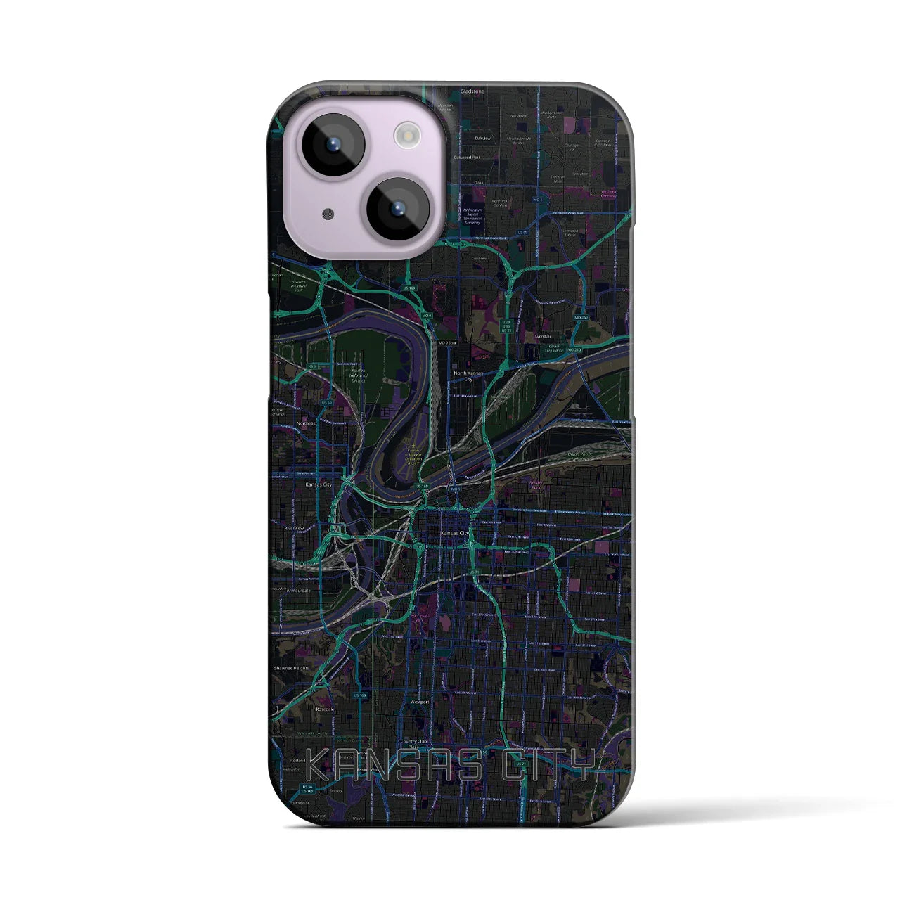 【カンザスシティ(アメリカ)】地図柄iPhoneケース(バックカバータイプ)