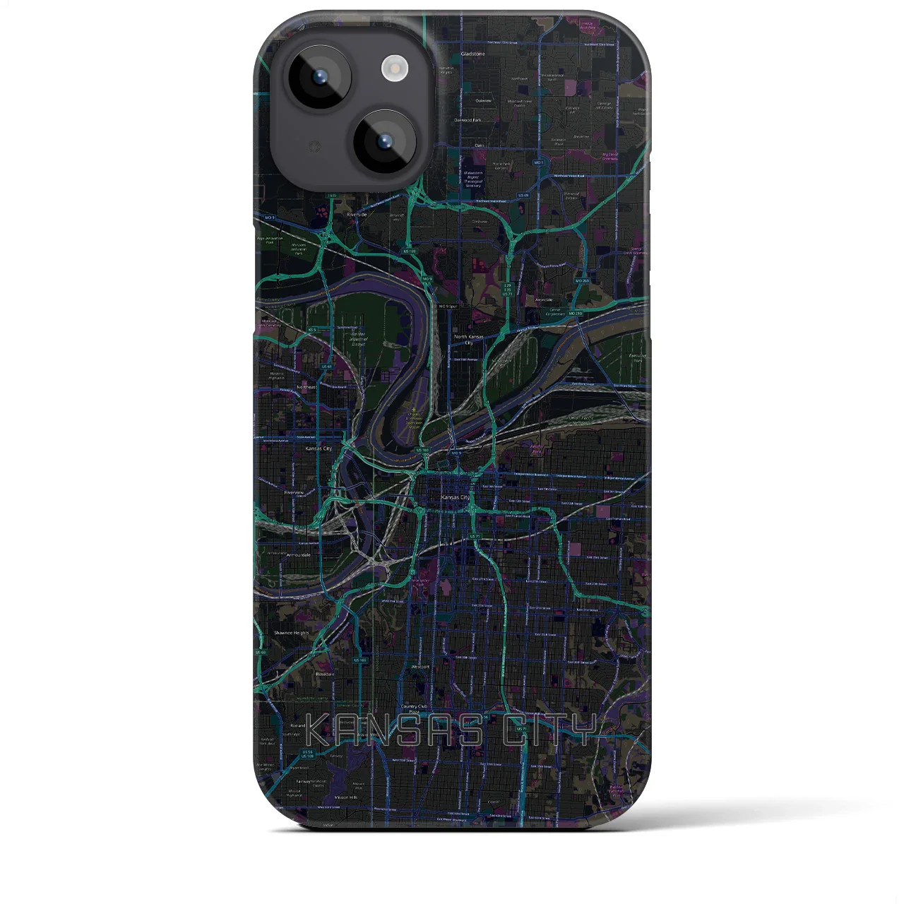 【カンザスシティ(アメリカ)】地図柄iPhoneケース(バックカバータイプ)