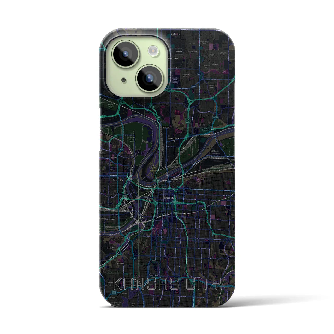 【カンザスシティ(アメリカ)】地図柄iPhoneケース(バックカバータイプ)