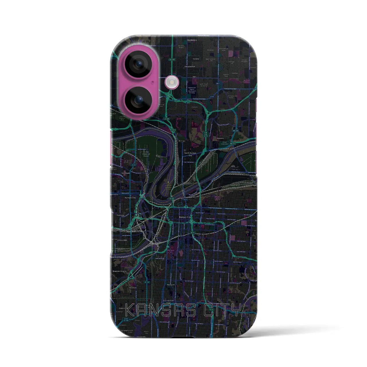 【カンザスシティ(アメリカ)】地図柄iPhoneケース(バックカバータイプ)