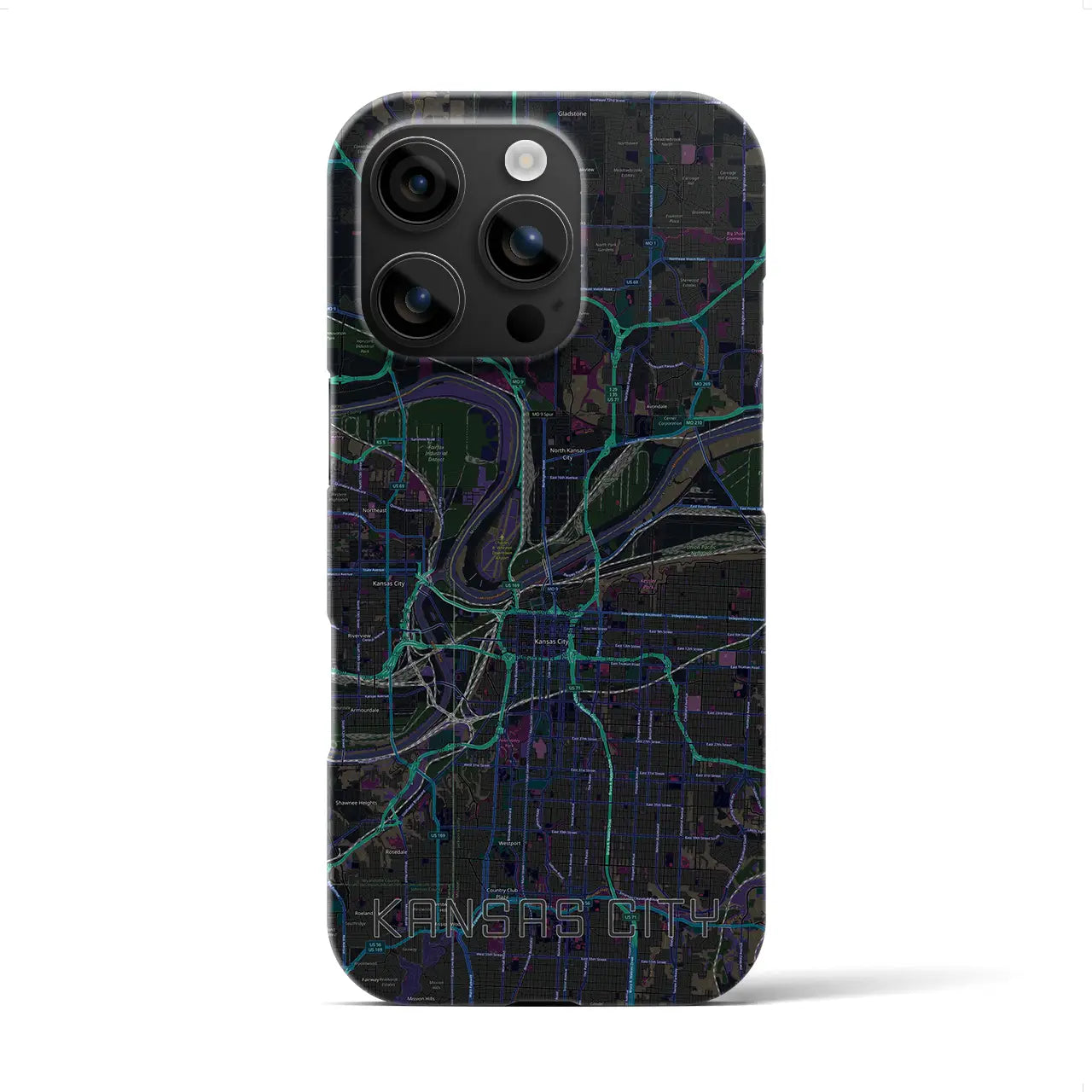 【カンザスシティ(アメリカ)】地図柄iPhoneケース(バックカバータイプ)