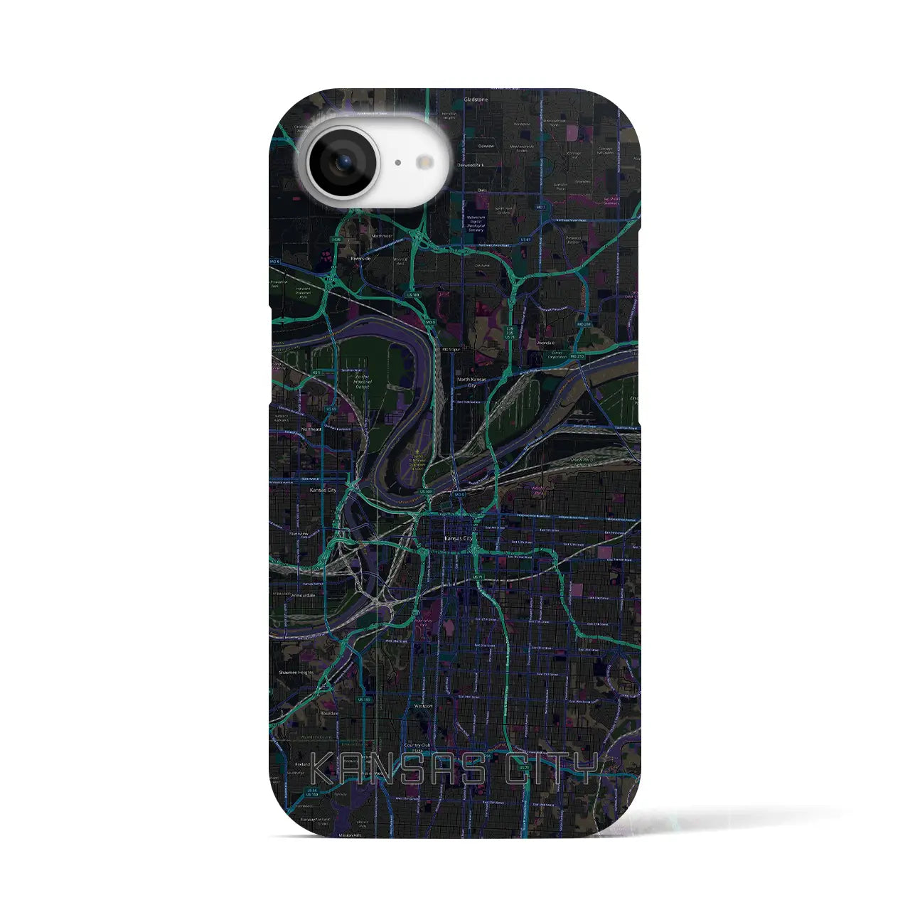 【カンザスシティ(アメリカ)】地図柄iPhoneケース(バックカバータイプ)