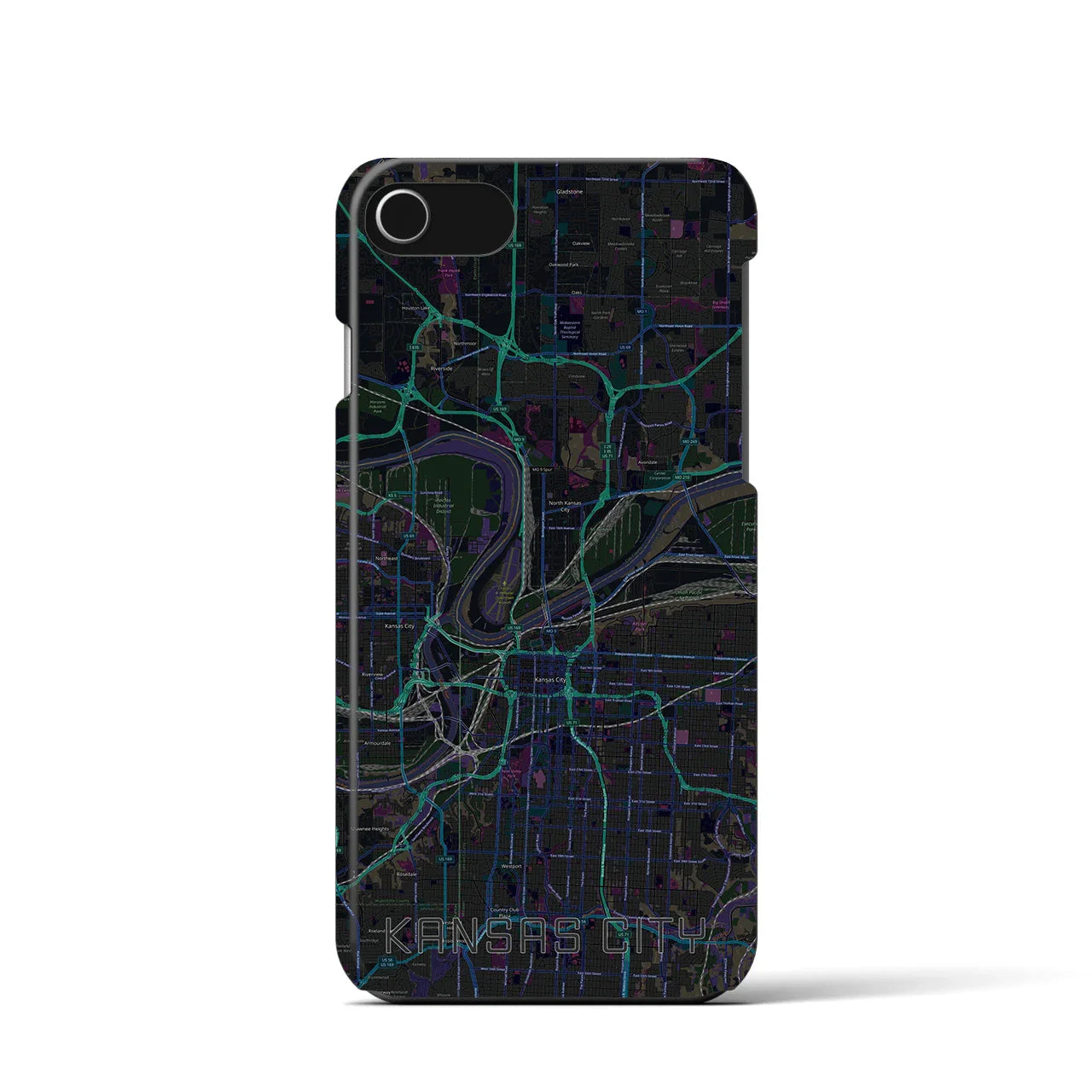 【カンザスシティ(アメリカ)】地図柄iPhoneケース(バックカバータイプ)