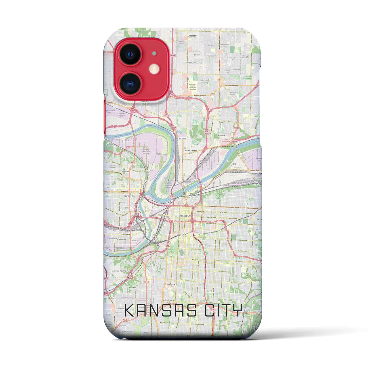 【カンザスシティ(アメリカ)】地図柄iPhoneケース(バックカバータイプ)