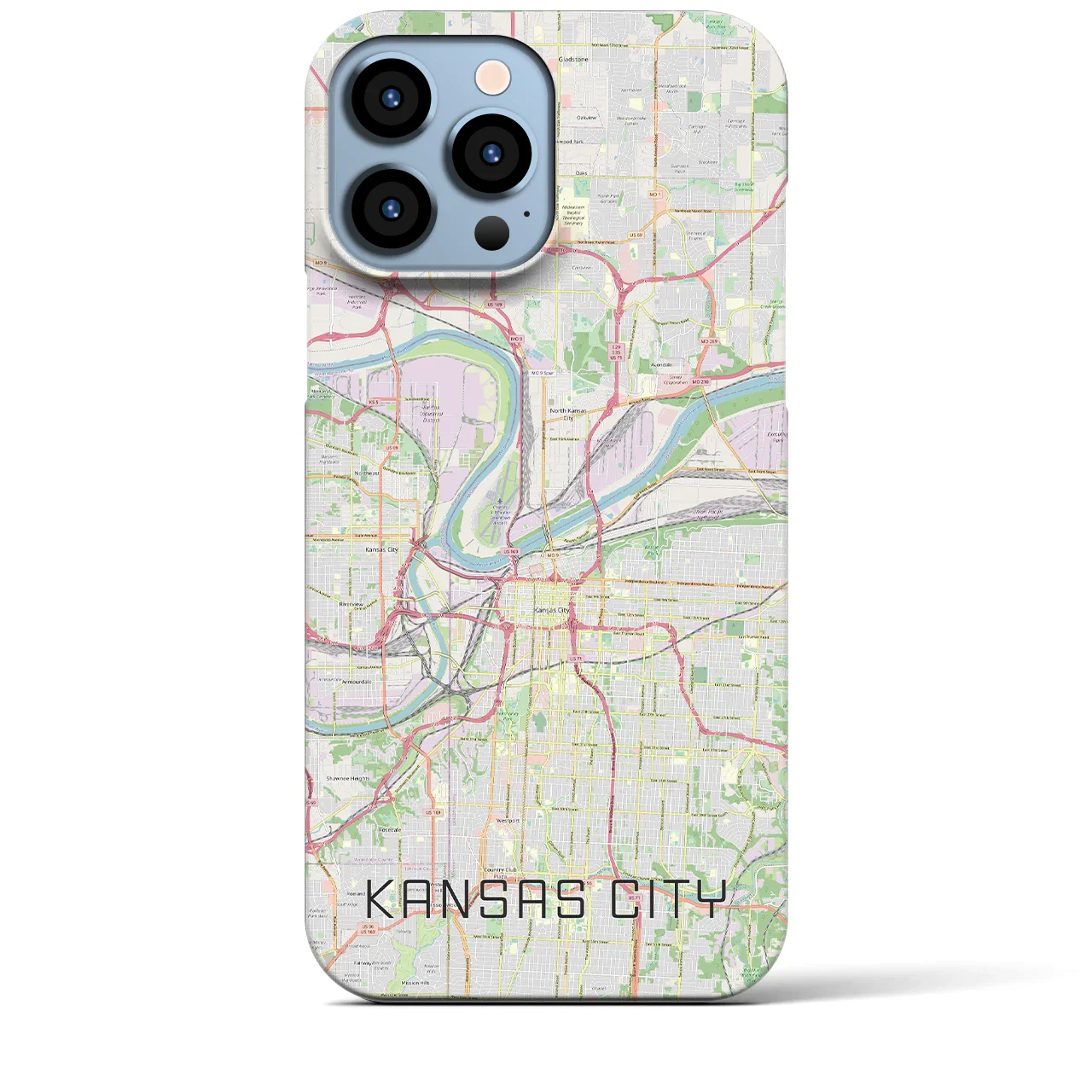 【カンザスシティ(アメリカ)】地図柄iPhoneケース(バックカバータイプ)
