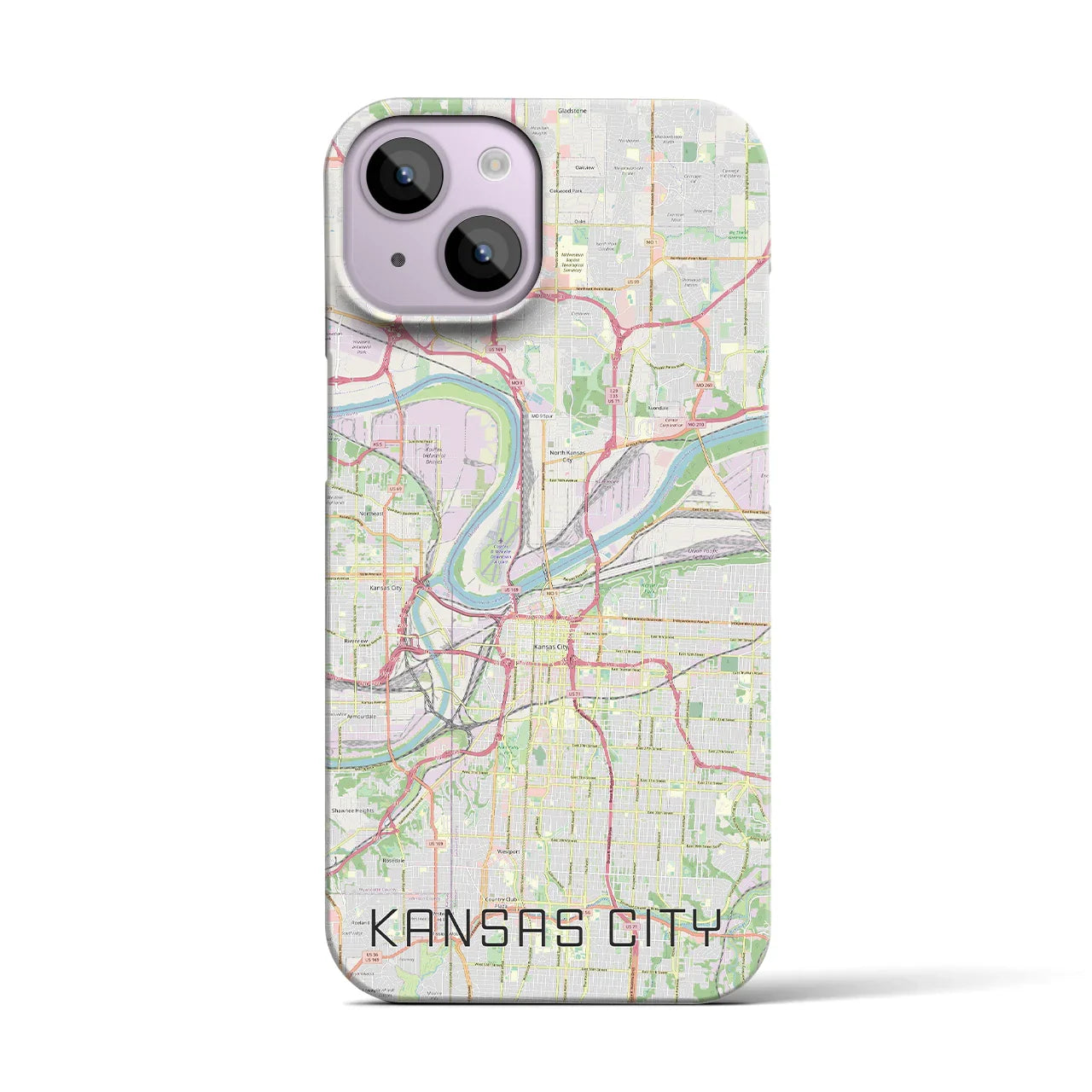 【カンザスシティ(アメリカ)】地図柄iPhoneケース(バックカバータイプ)