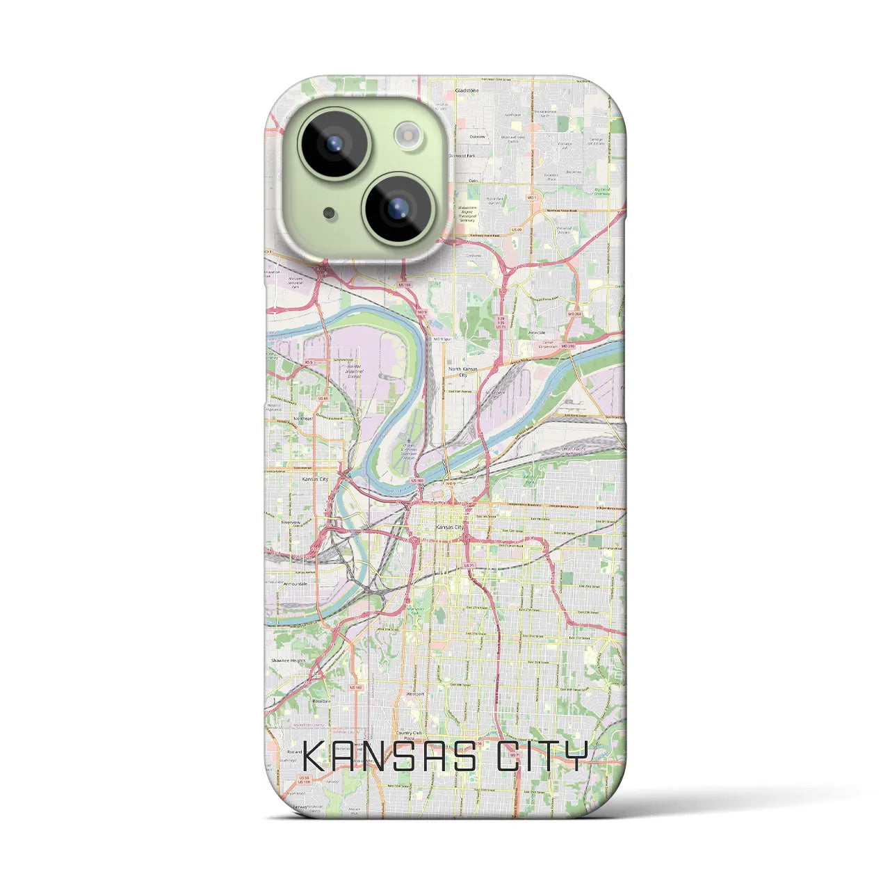 【カンザスシティ(アメリカ)】地図柄iPhoneケース(バックカバータイプ)