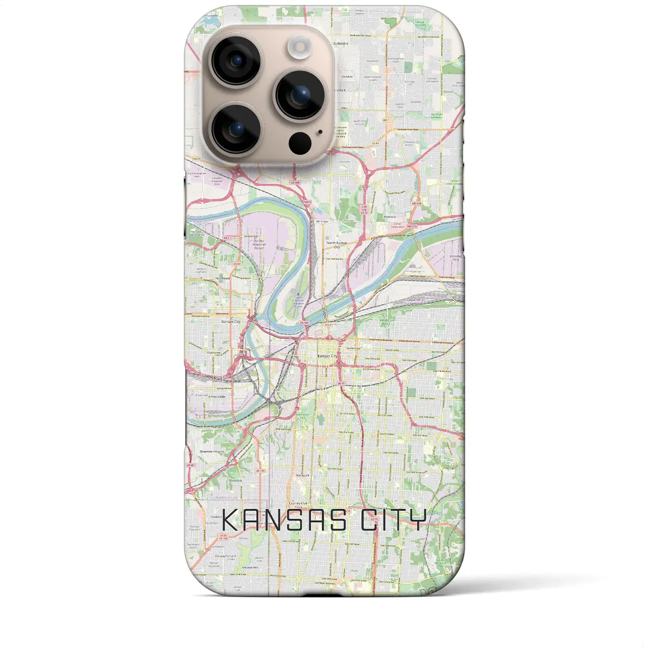 【カンザスシティ(アメリカ)】地図柄iPhoneケース(バックカバータイプ)