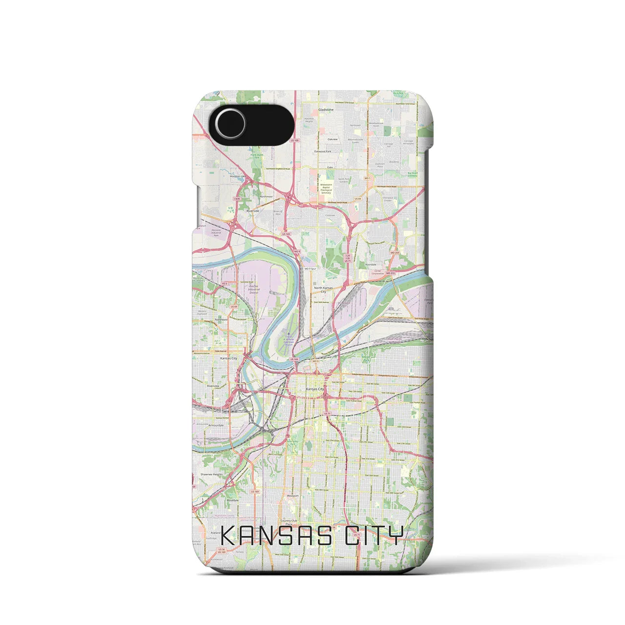 【カンザスシティ(アメリカ)】地図柄iPhoneケース(バックカバータイプ)