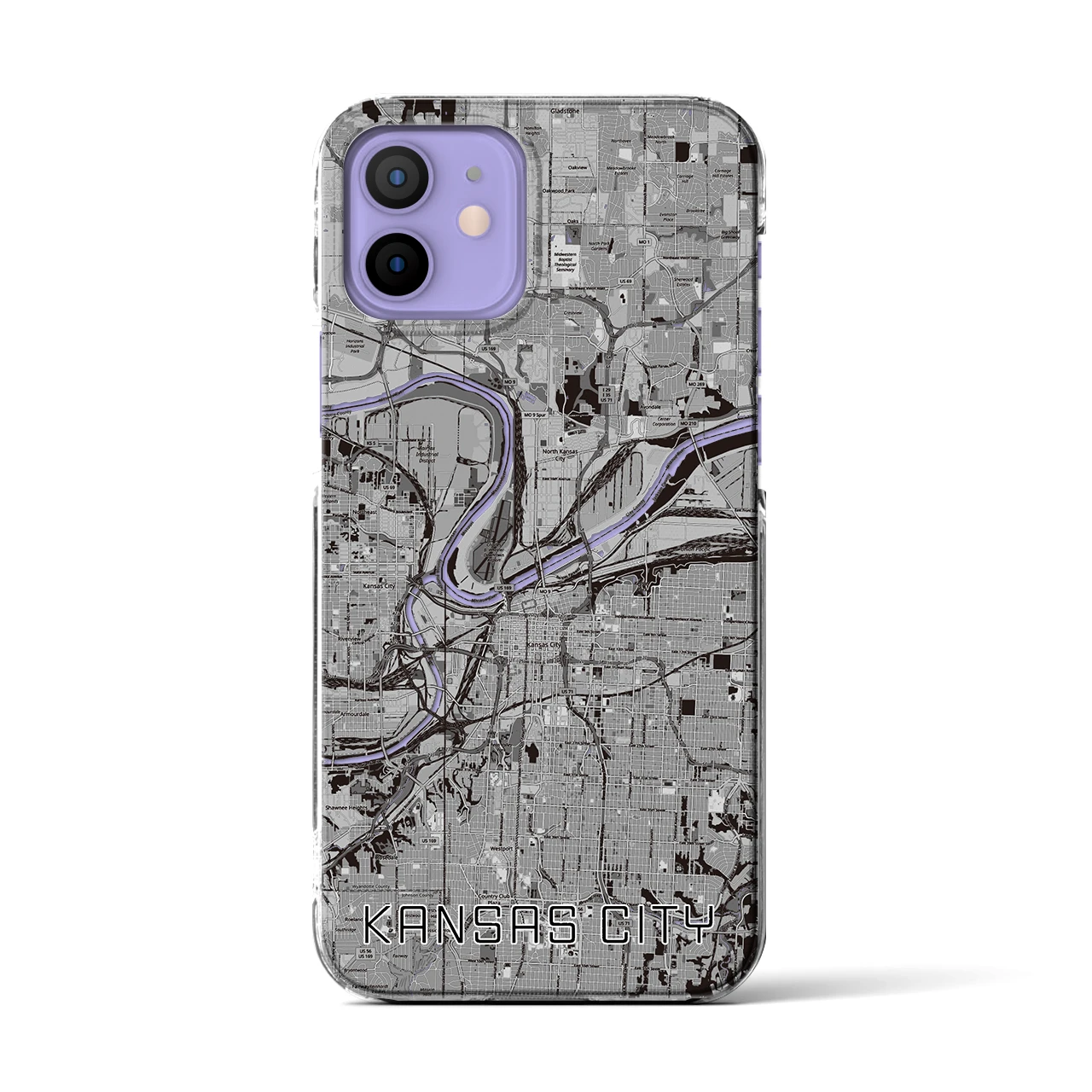 【カンザスシティ(アメリカ)】地図柄iPhoneケース(クリアタイプ)