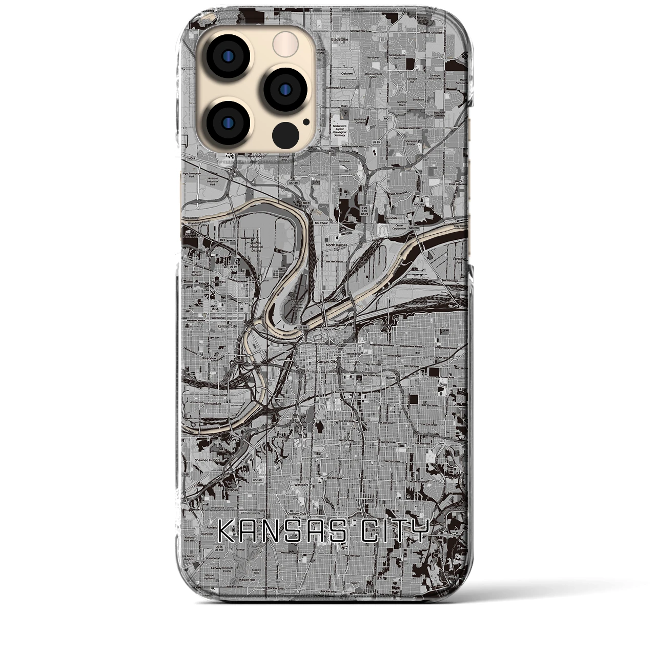 【カンザスシティ(アメリカ)】地図柄iPhoneケース(クリアタイプ)