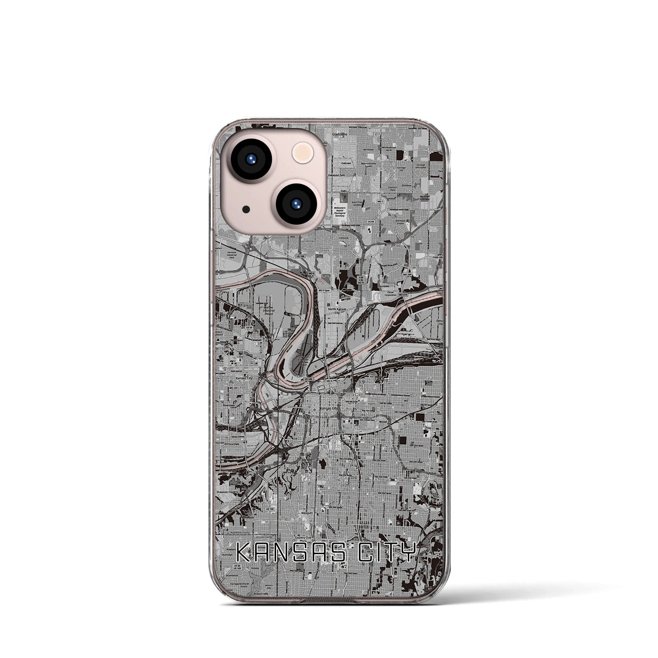 【カンザスシティ(アメリカ)】地図柄iPhoneケース(クリアタイプ)
