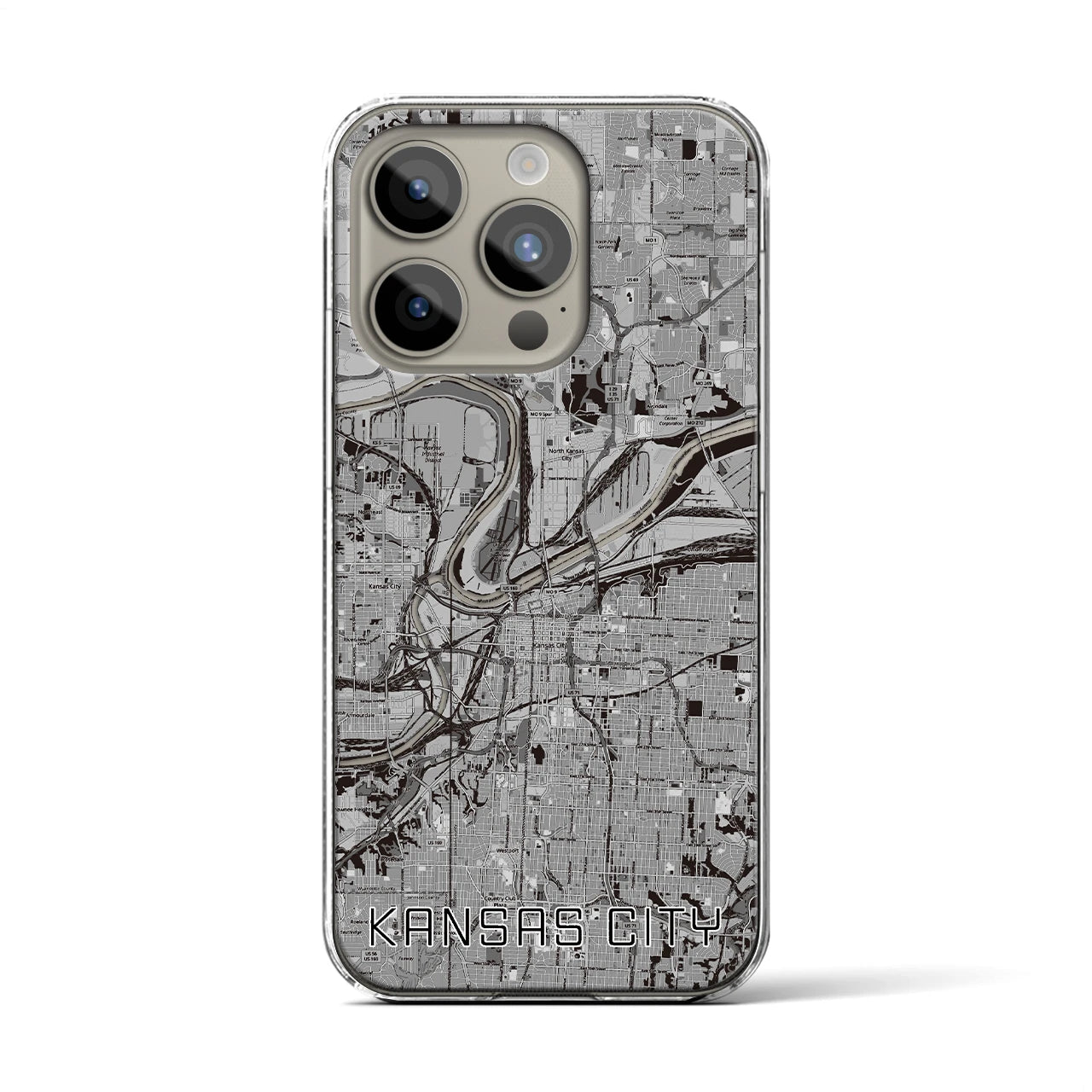【カンザスシティ(アメリカ)】地図柄iPhoneケース(クリアタイプ)