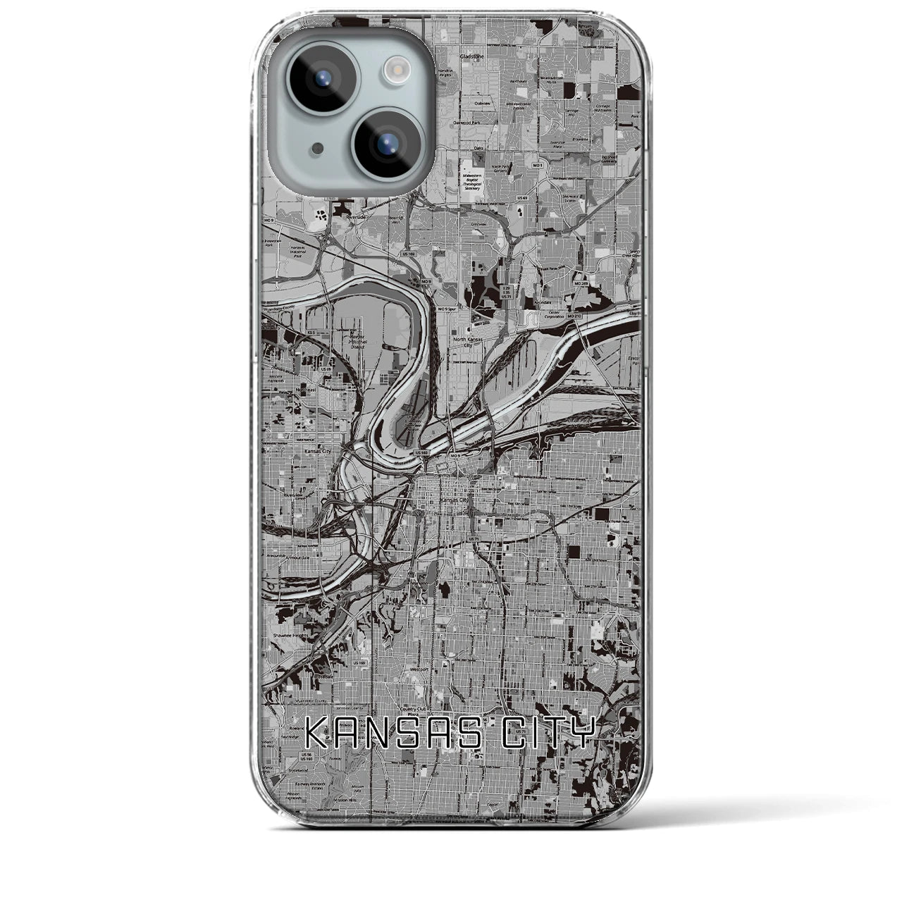 【カンザスシティ(アメリカ)】地図柄iPhoneケース(クリアタイプ)