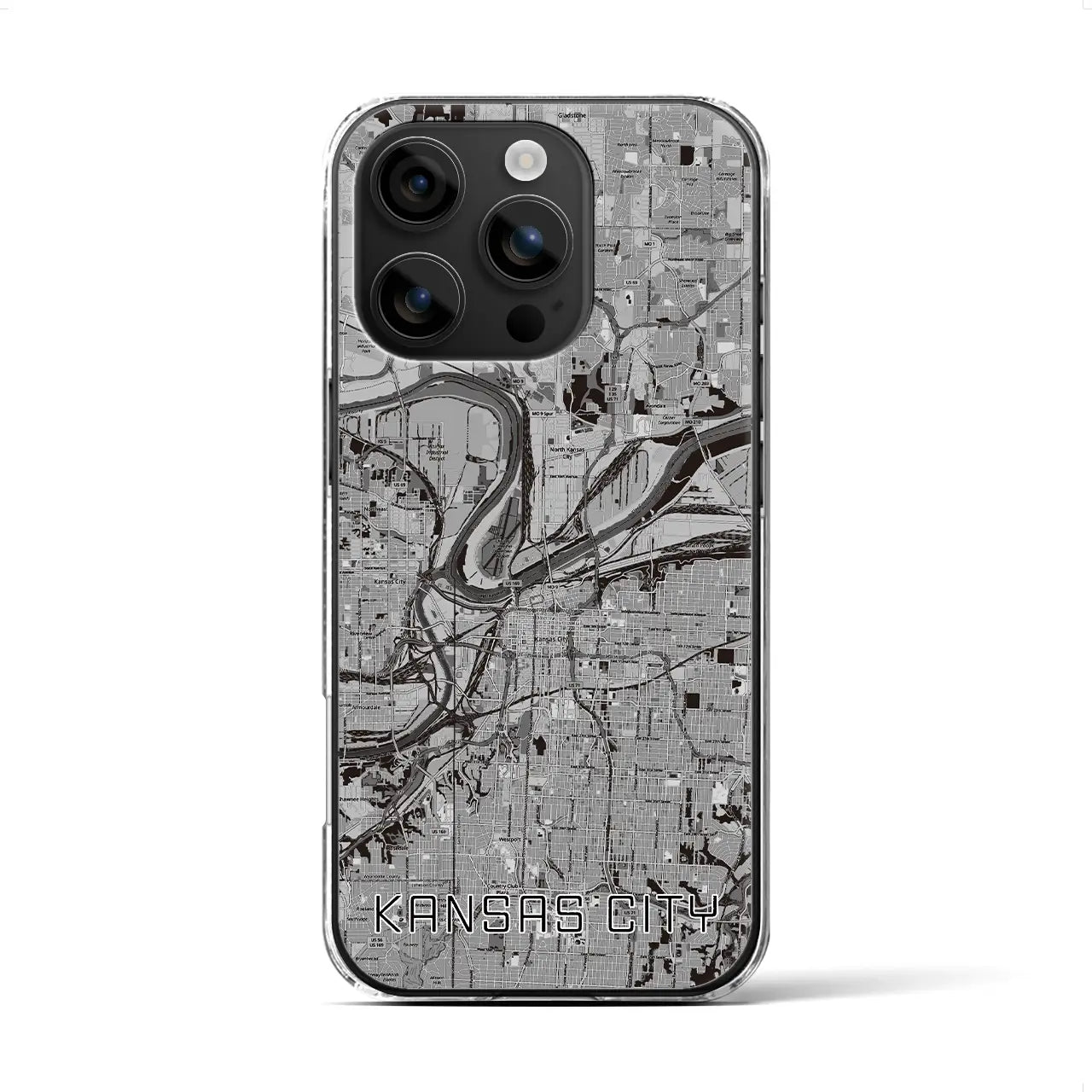 【カンザスシティ(アメリカ)】地図柄iPhoneケース(クリアタイプ)