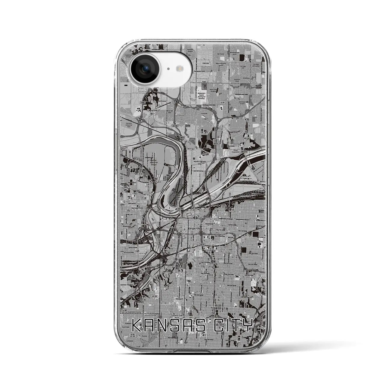 【カンザスシティ(アメリカ)】地図柄iPhoneケース(クリアタイプ)