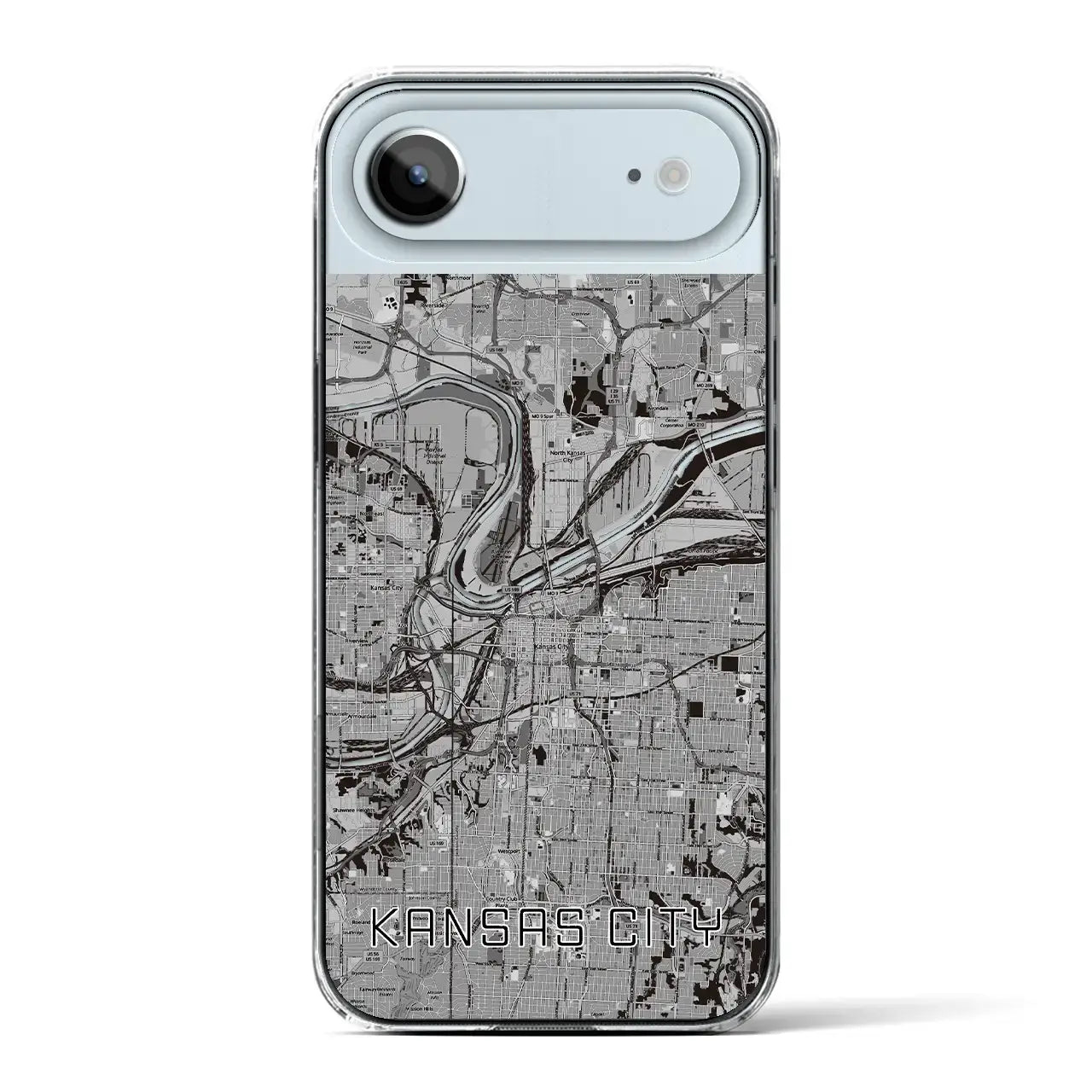 【カンザスシティ(アメリカ)】地図柄iPhoneケース(クリアタイプ)