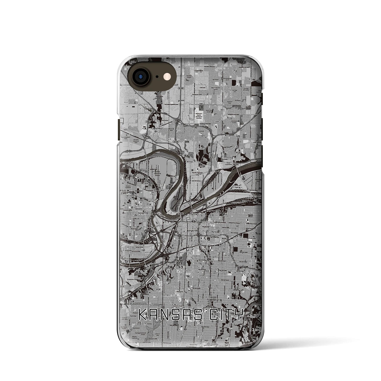 【カンザスシティ(アメリカ)】地図柄iPhoneケース(クリアタイプ)