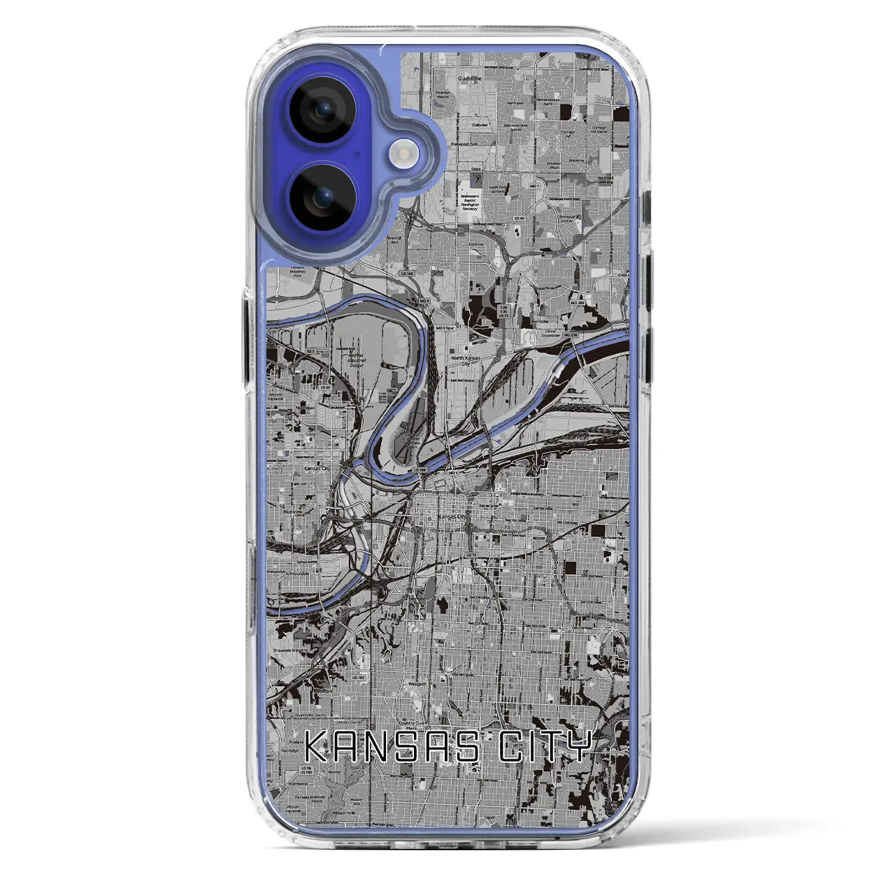 【カンザスシティ(アメリカ)】地図柄iPhoneケース(MagSafeタイプ)