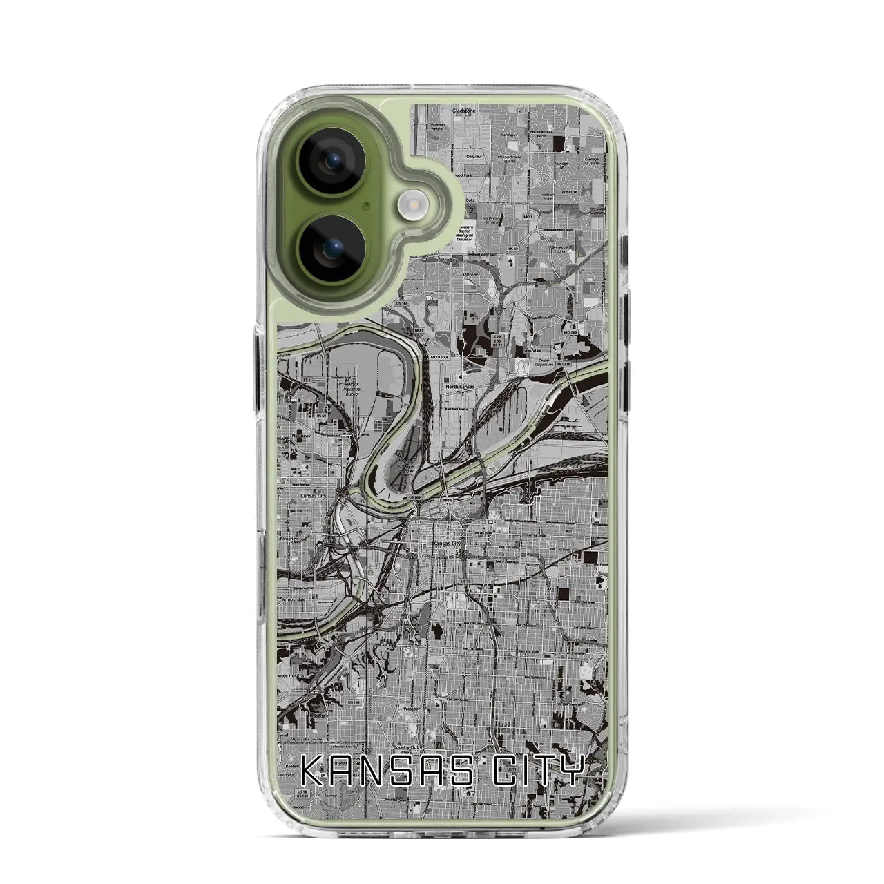 【カンザスシティ(アメリカ)】地図柄iPhoneケース(MagSafeタイプ)