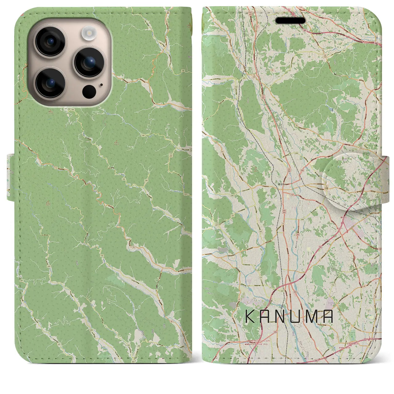 【鹿沼(栃木県)】地図柄iPhoneケース(手帳タイプ)ナチュラル・iPhone 16 Plus 用