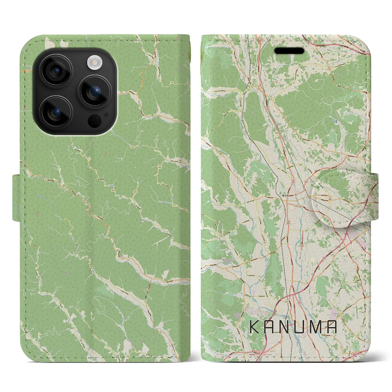 【鹿沼(栃木県)】地図柄iPhoneケース(手帳タイプ)ナチュラル・iPhone 16 用