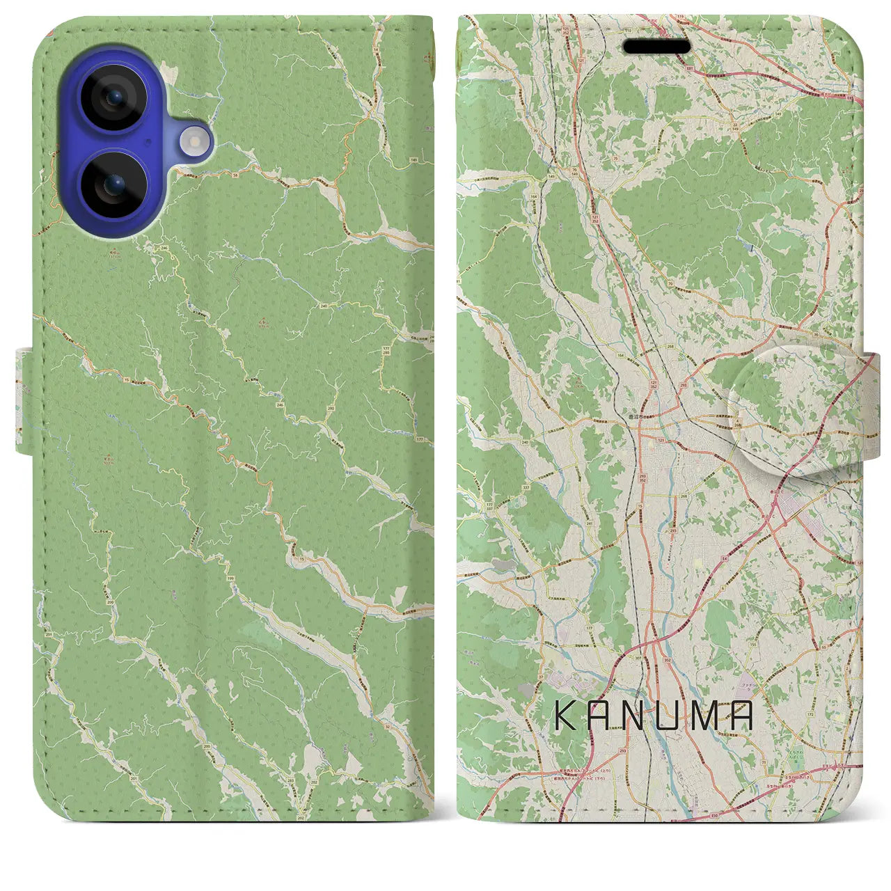 【鹿沼(栃木県)】地図柄iPhoneケース(手帳タイプ)ナチュラル・iPhone 16 Pro Max 用
