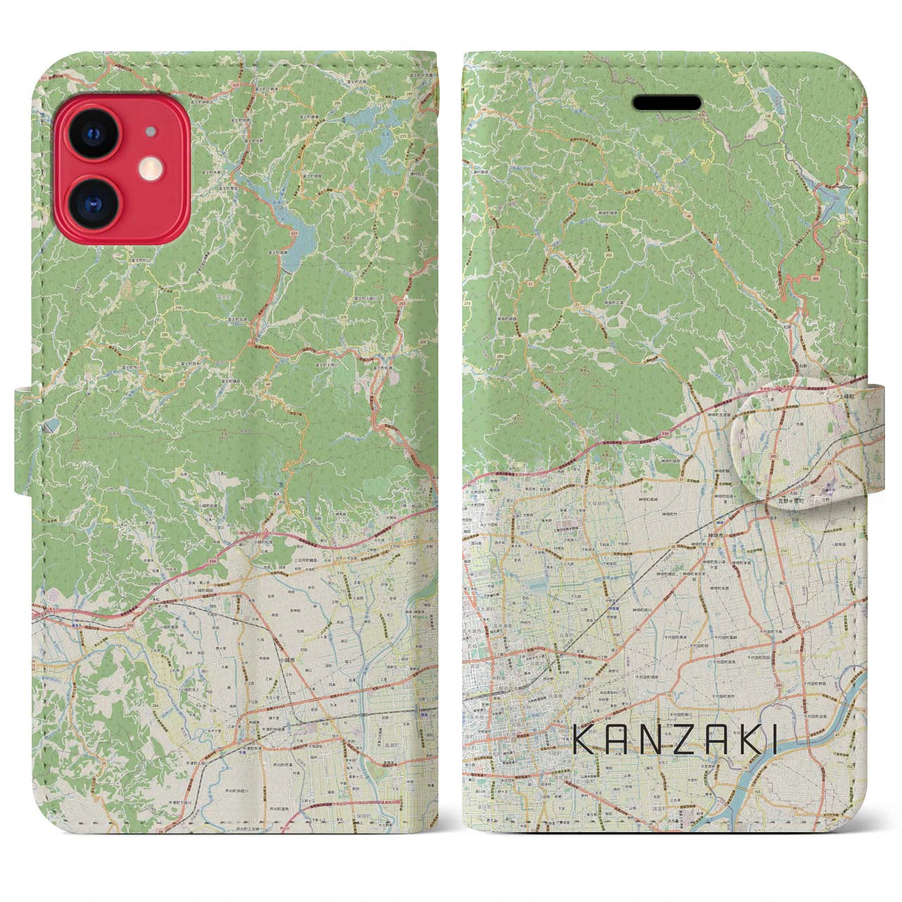 【神埼(佐賀県)】地図柄iPhoneケース(手帳タイプ)ナチュラル・iPhone 11 用