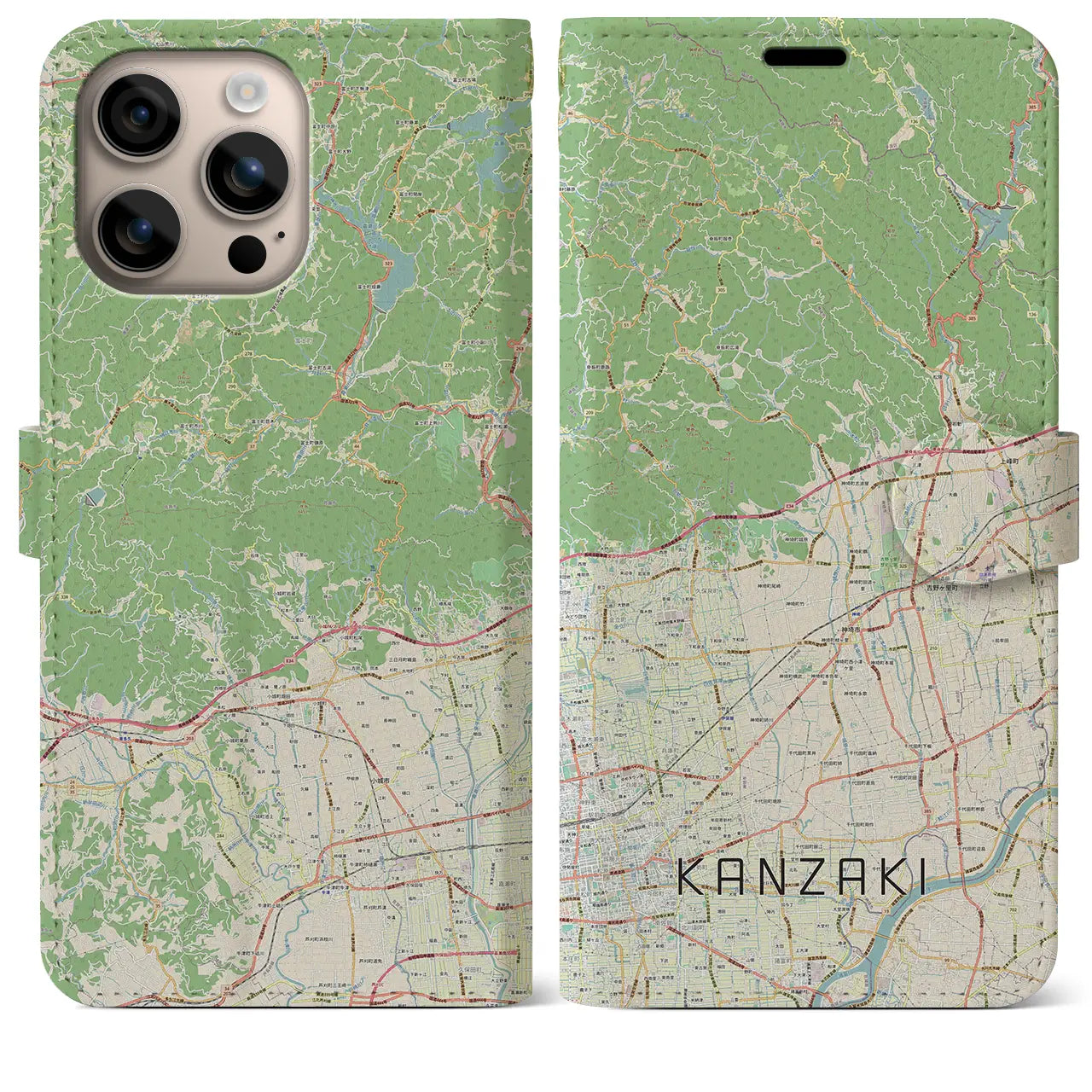 【神埼(佐賀県)】地図柄iPhoneケース(手帳タイプ)ナチュラル・iPhone 16 Plus 用