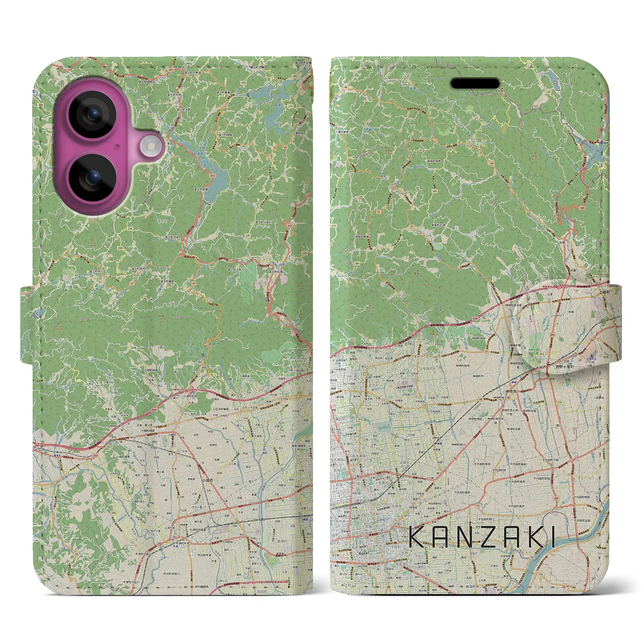 【神埼(佐賀県)】地図柄iPhoneケース(手帳タイプ)ナチュラル・iPhone 16 Pro 用