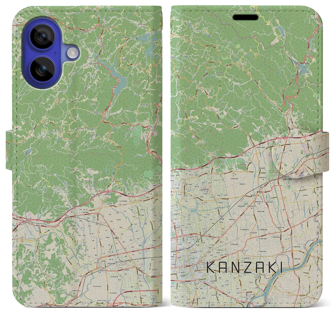 【神埼(佐賀県)】地図柄iPhoneケース(手帳タイプ)ナチュラル・iPhone 16 Pro Max 用