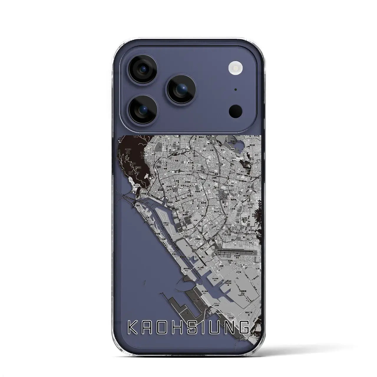 【高雄(台湾)】地図柄iPhoneケース(クリアタイプ)モノトーン・iPhone 17 Pro Max 用