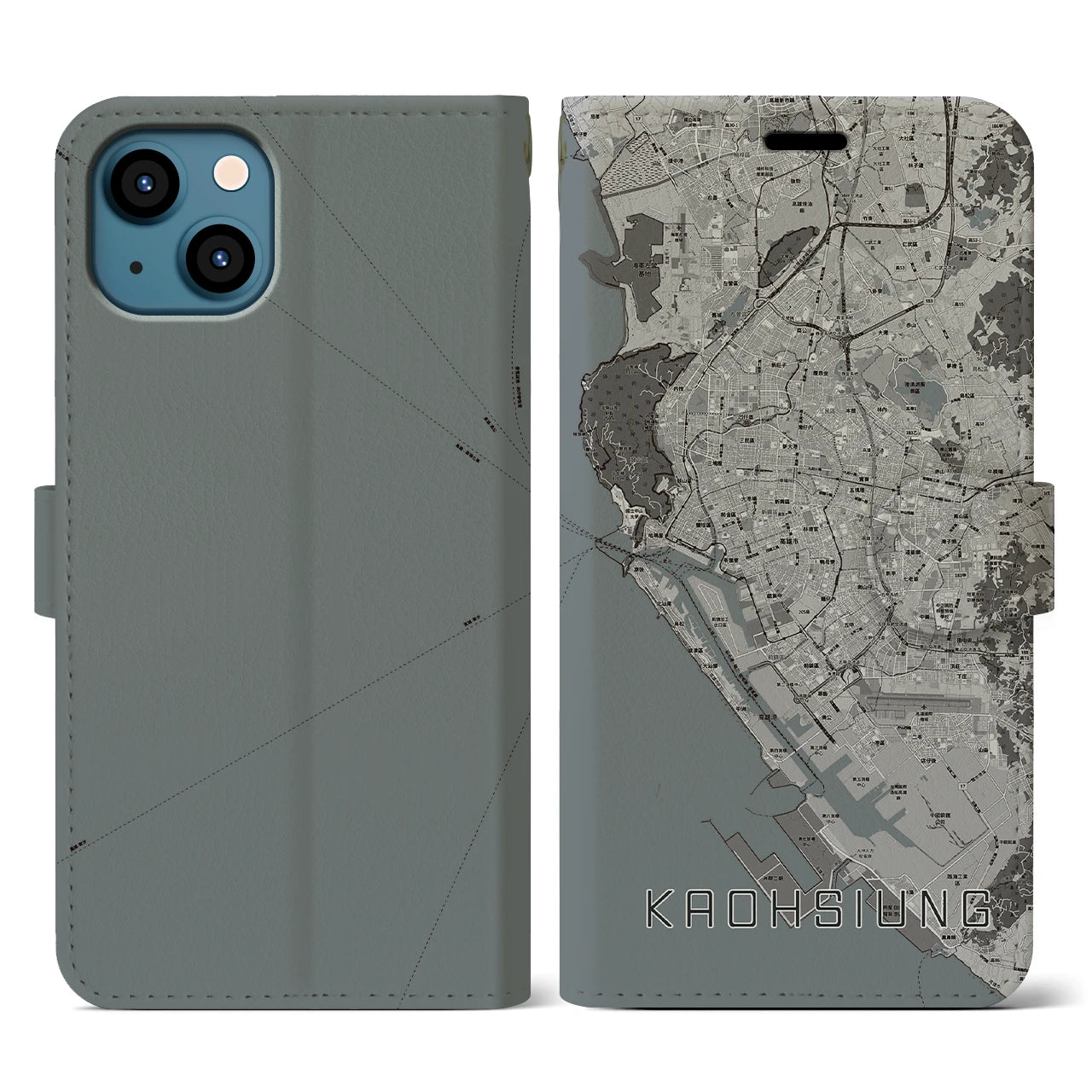 【高雄(台湾)】地図柄iPhoneケース(手帳タイプ)