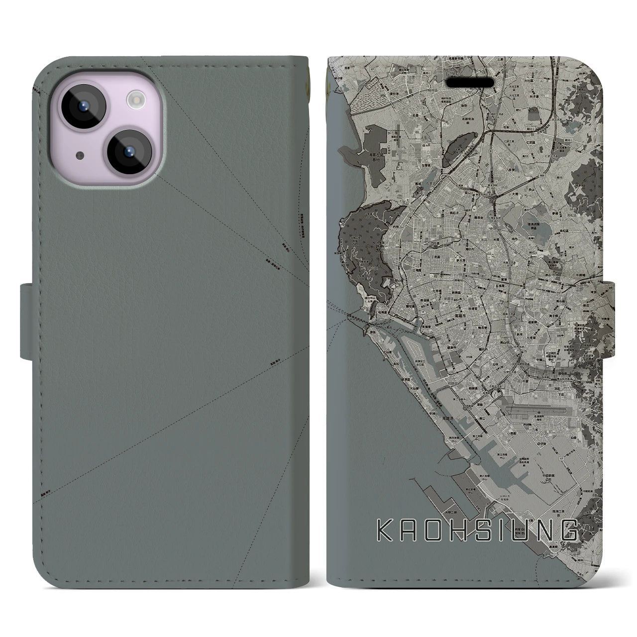 【高雄(台湾)】地図柄iPhoneケース(手帳タイプ)