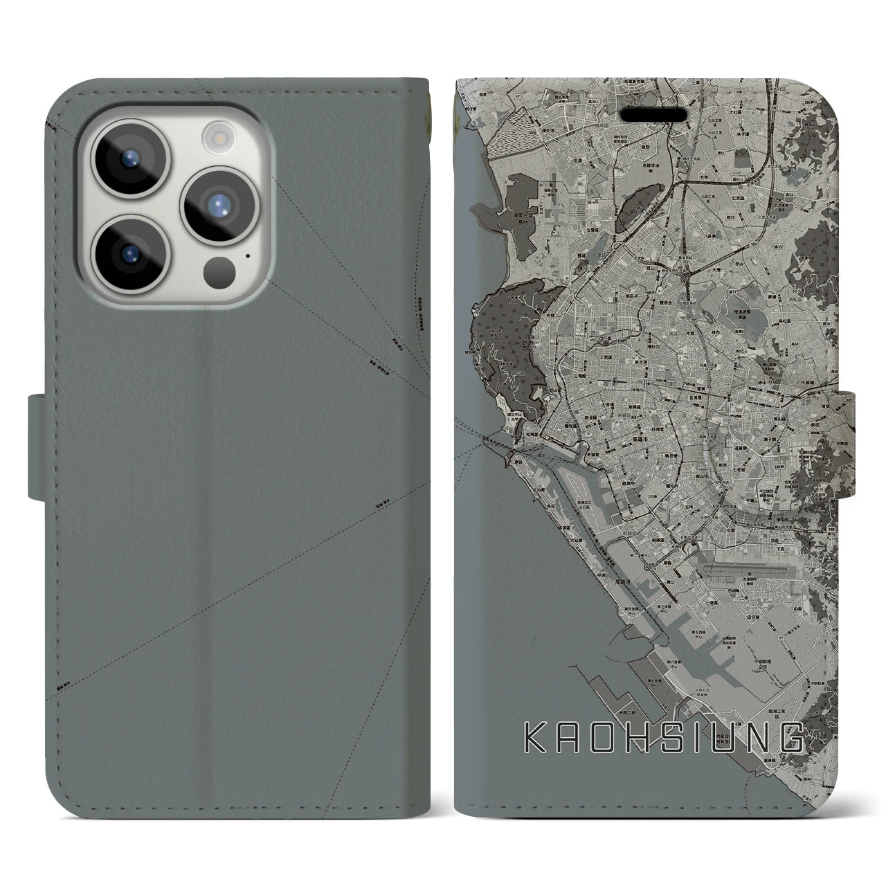 【高雄(台湾)】地図柄iPhoneケース(手帳タイプ)