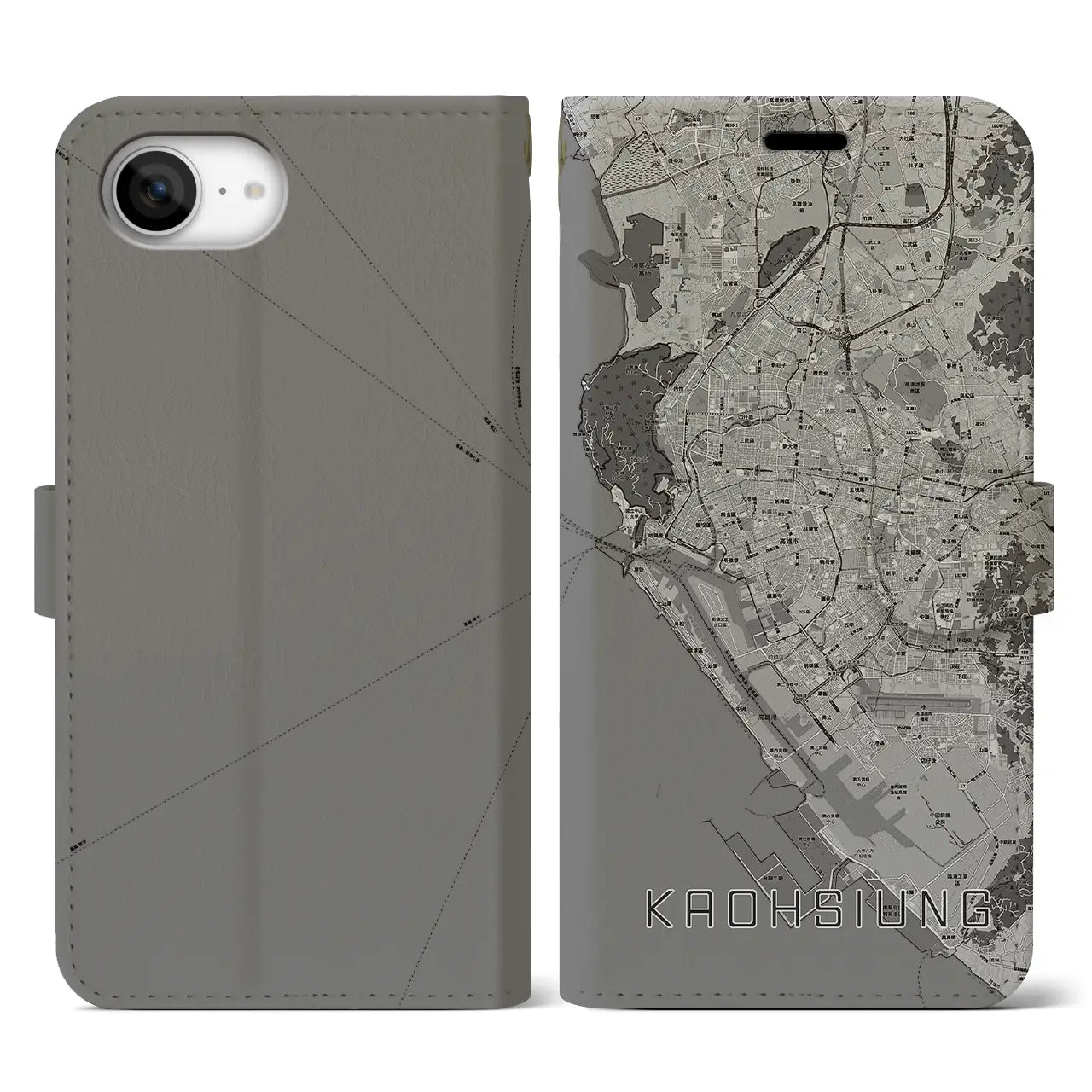 【高雄(台湾)】地図柄iPhoneケース(手帳タイプ)