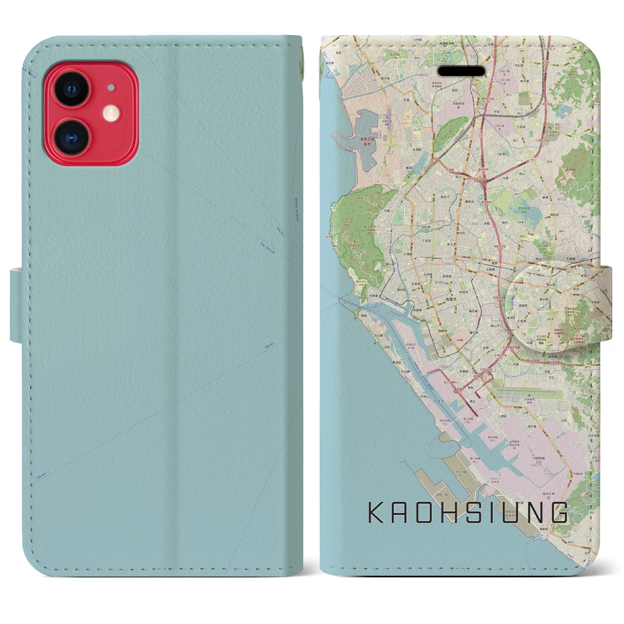 【高雄(台湾)】地図柄iPhoneケース(手帳タイプ)ナチュラル・iPhone 11 用