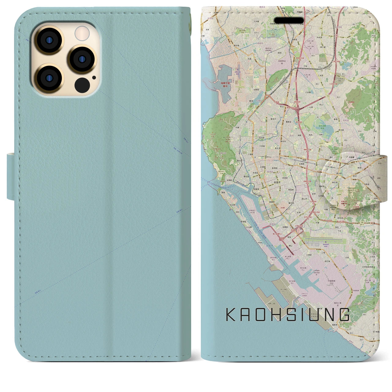 【高雄(台湾)】地図柄iPhoneケース(手帳タイプ)ナチュラル・iPhone 12 Pro Max 用