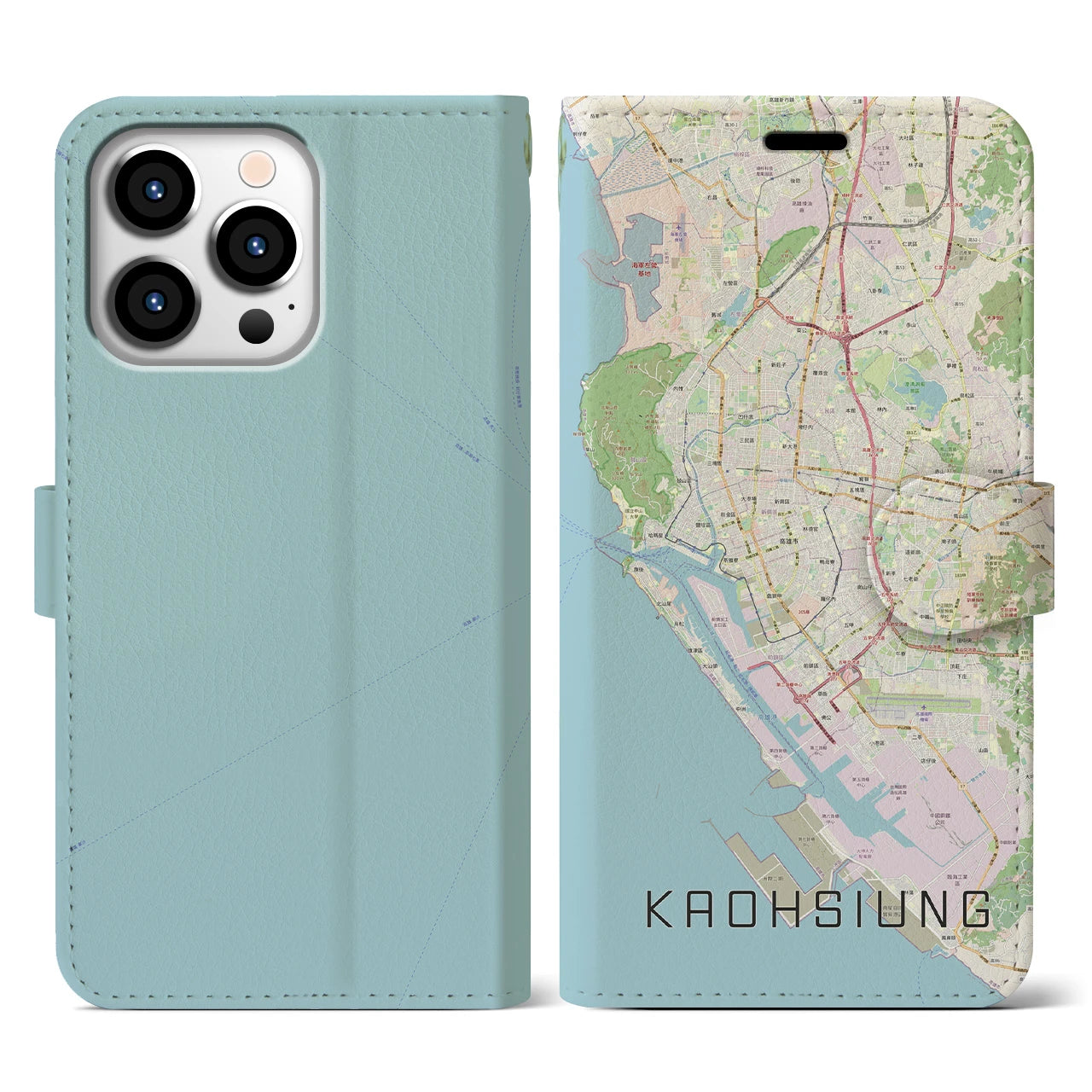 【高雄(台湾)】地図柄iPhoneケース(手帳タイプ)ナチュラル・iPhone 13 Pro 用