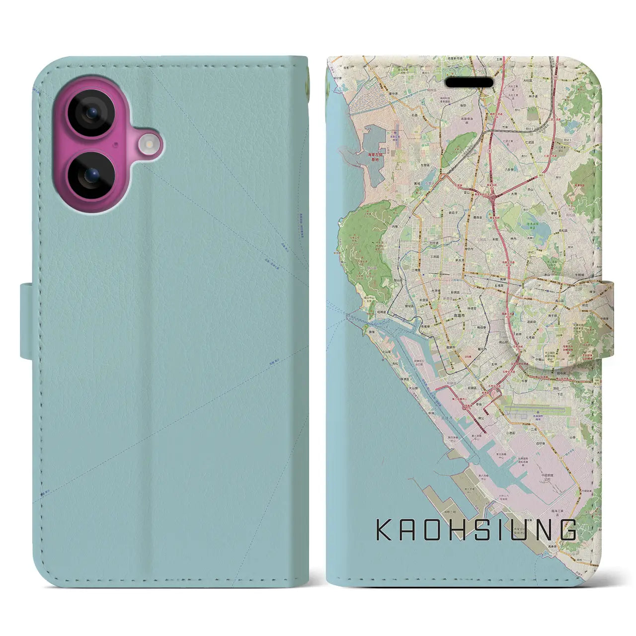 【高雄(台湾)】地図柄iPhoneケース(手帳タイプ)