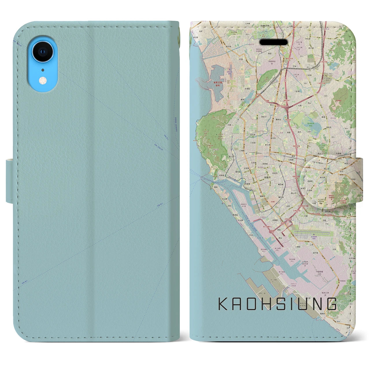 【高雄(台湾)】地図柄iPhoneケース(手帳タイプ)ナチュラル・iPhone XR 用