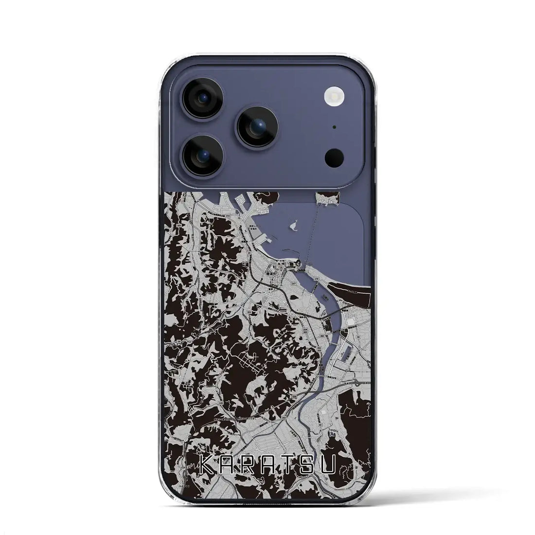 【唐津(佐賀県)】地図柄iPhoneケース(クリアタイプ)モノトーン・iPhone 17 Pro Max 用